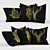 Ultimate Comfort: Black and Gold Pillow Set 3D model small image 1