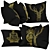 Ultimate Comfort: Black and Gold Pillow Set 3D model small image 2