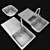 3-in-1 Kitchen Sink & Faucet Set 3D model small image 2