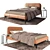 Aris Leather Bed Set with Lithos Table & Décor 3D model small image 1