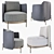 Tape Leather Armchairs: Dark & White 3D model small image 1