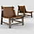 Danish Design Leather Sling Chair 3D model small image 1