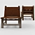 Danish Design Leather Sling Chair 3D model small image 2