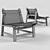 Danish Design Leather Sling Chair 3D model small image 3