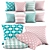 Mint & Pink Pillow Set | 12 PC Set 3D model small image 2