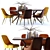 Mid-Century Leather Chair and Wright Table Set 3D model small image 1