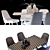 Mid-Century Leather Chair and Wright Table Set 3D model small image 3