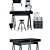 Modern Black and White IKEA Work Zone Set 3D model small image 2