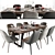 Zuma Pumice Dining Set: Stylish Accent Chair & Calia Dining Table 3D model small image 1