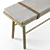 Modern Oak and Light Grey Bench with Upholstered Seat 3D model small image 1