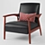 Black Bonded Leather Arm Chair: Mid-Century Style 3D model small image 1