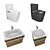 Modern Bathroom Set: Toilet, Wash Basin, Faucet & Sink Cabin 3D model small image 1