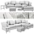 Flexform Newbridge Bangkok Clarke: Deluxe Sofa, Table & Ottoman 3D model small image 2