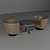 Modern Furniture Set: Chair & Table 3D model small image 1