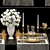 Elegant White Bouquet with Gold Decor 3D model small image 2