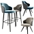 Sleek Steel Bar Stool & Dining Chair Bundle 3D model small image 1