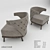 Elegant Velvet Armchair 3D model small image 1