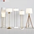 5-Piece CB2 Floor Lamps Set with Acrylic, Brass, White, Shiro, Tres, and Warner-Marble Finishes 3D model small image 1