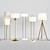 5-Piece CB2 Floor Lamps Set with Acrylic, Brass, White, Shiro, Tres, and Warner-Marble Finishes 3D model small image 2