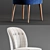 Luxe Blue Velvet Dining Chairs 3D model small image 3