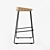 Sleek and Sturdy Wave Bar Stool 3D model small image 2