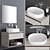 Modern Lacquered Vanity Unit with Drawers - Connect Air 3D model small image 1