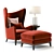 Monroe Red Armchair: High-Detail 3D Set 3D model small image 1