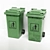 Rolling Green Trash Bin 3D model small image 1