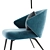 Elegant Ellen Armchair Set with Eaton Pouf 3D model small image 2