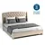 Elegant Linen Upholstered Double Bed 3D model small image 1
