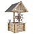 Coastal Style Wooden Wishing Well 3D model small image 1
