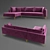 Modern Velvet Sofa with Metal Legs 3D model small image 1