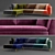 Modern Velvet Sofa with Metal Legs 3D model small image 3