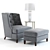 Modern Wing Chair Set with Ottoman, Occasional Table, and Glass Table Lamp 3D model small image 1