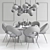 Elegant Dining Set with Chandelier 3D model small image 2