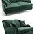 Elegant Emerald Oxford Sofa 3D model small image 2