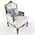 Elegant Classic Armchair with Pillow 3D model small image 2