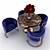 Elegant Marble & Brass Dining Set 3D model small image 2