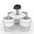 Elegant Marble & Brass Dining Set 3D model small image 3