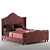 Luxury Hollywood Tufted Queen Bed 3D model small image 1