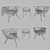 Modern Chair and Coffee Table Set 3D model small image 2