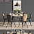 Elegant Dining Set with Stylish Chair & Pendant Light 3D model small image 1