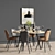 Elegant Dining Set with Stylish Chair & Pendant Light 3D model small image 2
