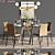 Elegant Anna Chair & Ray Dinning Table Set 3D model small image 1