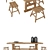 Natural Wood Table Set 3D model small image 2