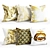 Luxurious Gold Pillow Set 3D model small image 1