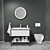 Sleek Bathroom Set: Modern, Illuminated Mirror, Detailed Drawer Interior 3D model small image 1