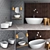 Wave Ceramic Bathroom Set & 3D Panel 3D model small image 4