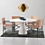 Stylish Loft Leather Dining Set 3D model small image 1