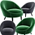 Emerald Green Velvet Armchair 3D model small image 1